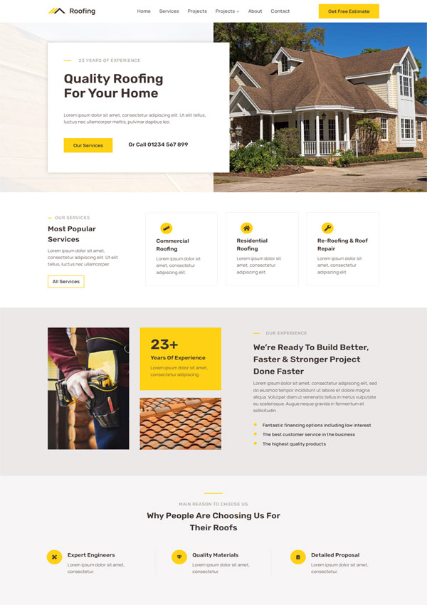Roofer WordPress Web Design