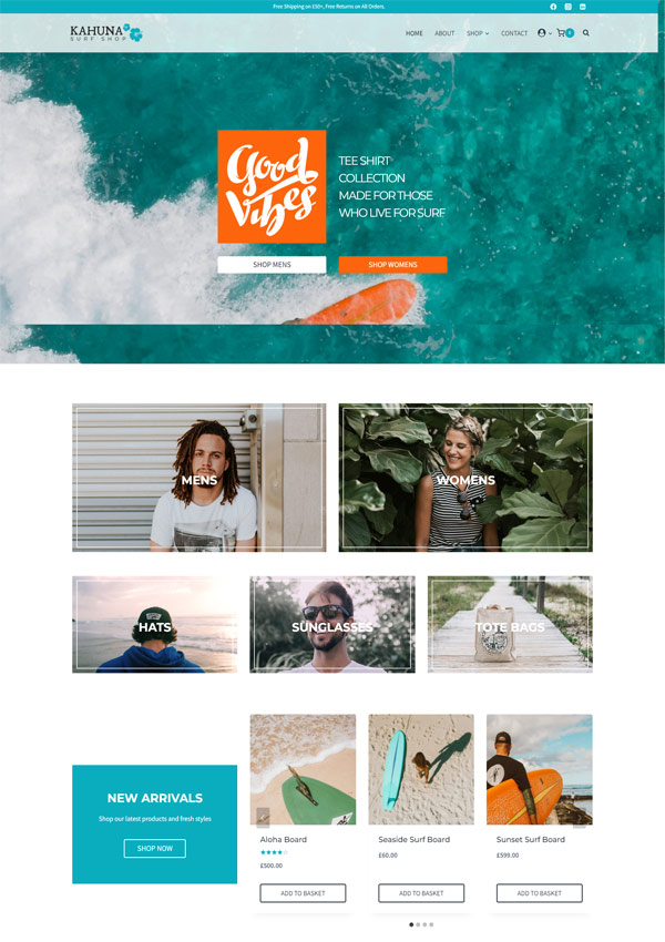 Surf Shop WordPress Web Design